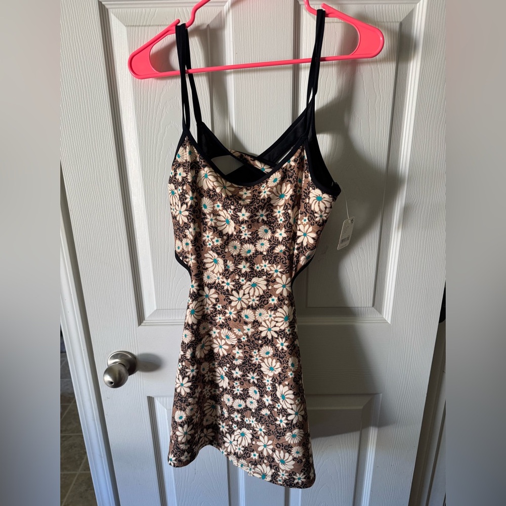 Free People Floral Mini Dress - Black and Cream
